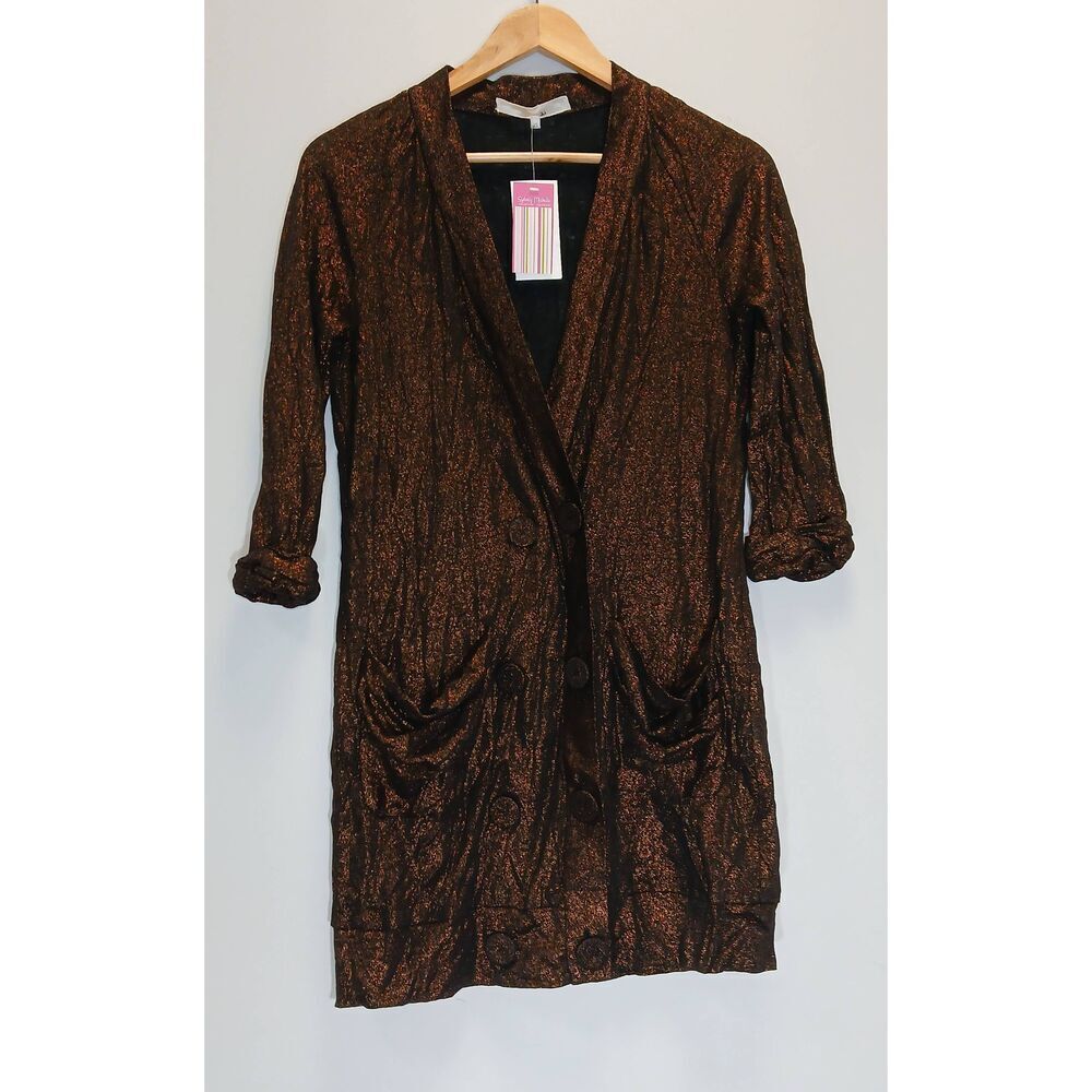 Phillip lim 3.1 womens medium copper rust cardigan 100% linen Spring Summer